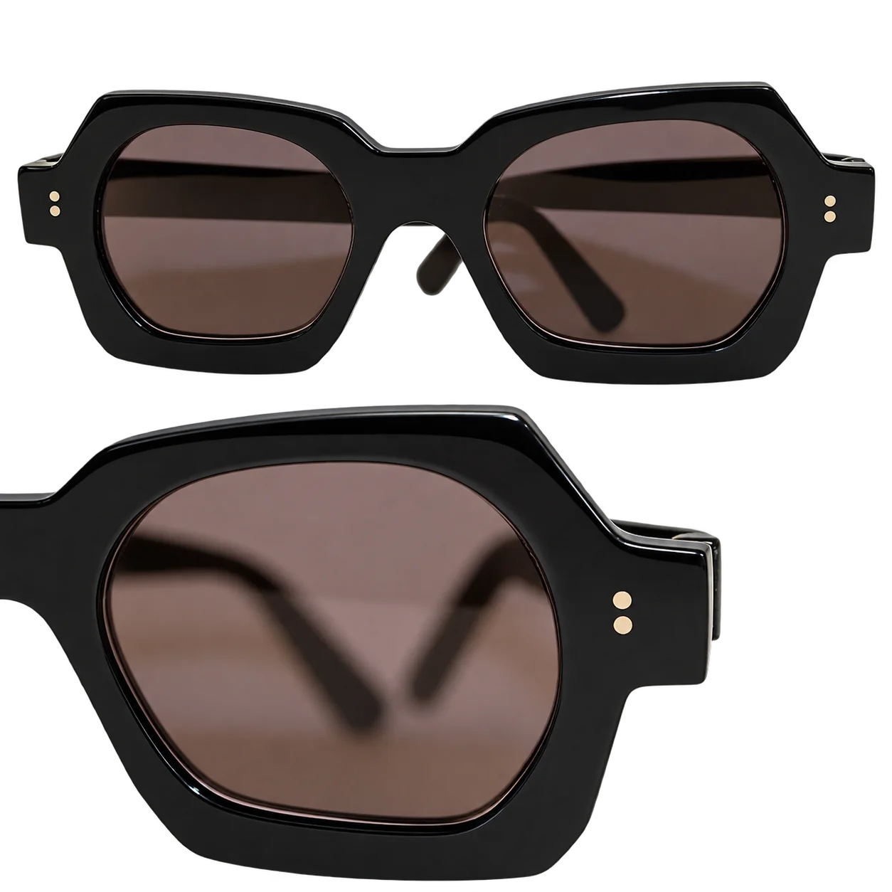 Lunettes de soleil noires à monture hexagonale