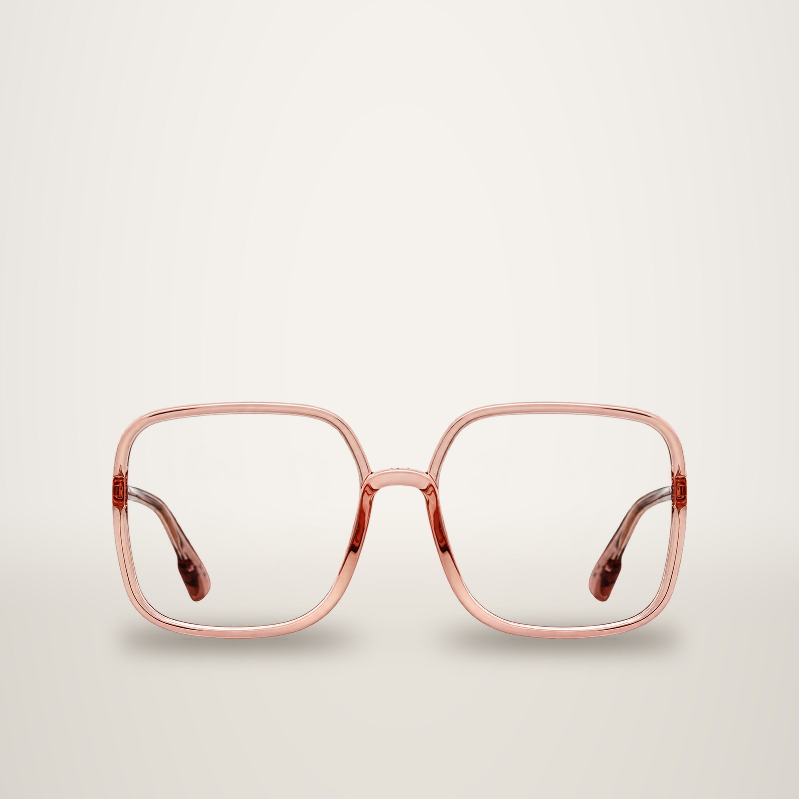 Lunettes de vue carrées oversize à monture rose transparent